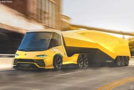 Un camion semi-remorque Lamborghini