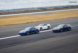 Lancement australien de la Porsche 911 Turbo S sur une piste de l'aéroport de Sydney