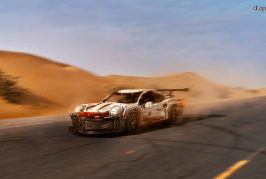 La Porsche 911 RSR de LEGO en action dans le désert