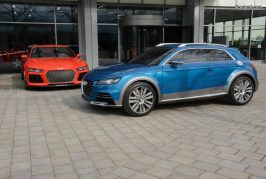 Audi Sport quattro Laser Light concept & Audi allroad shooting brake sur la Piazza à Ingolstadt
