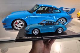 Miniature Porsche 911 Carrera RS Clubsport de 1995 au 1:18 par Solido vs l'orginale chez Porsche