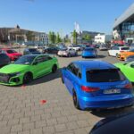 Rassemblement 50 ans de voitures à moteur Audi 5 cylindres à l’Audi Forum Neckarsulm